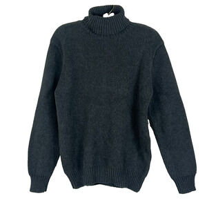 Quince Men's Sweater M 100% Organic Cotton Turtleneck Fisherman Ribbed Gray